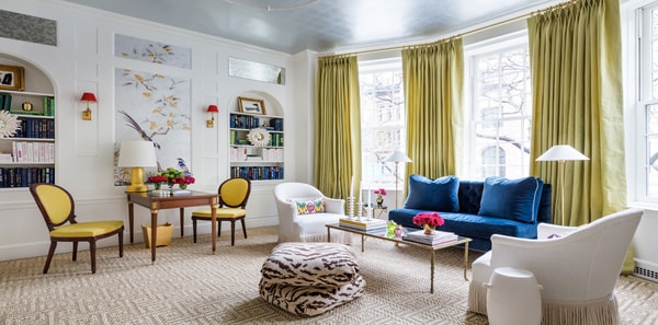 Yellow fabric in Kips Bay 2019 Paloma Contreras Livingroom