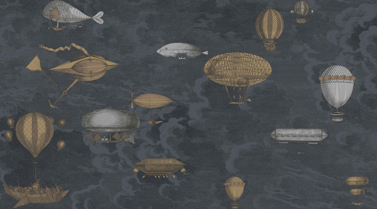 Cole & Son MACCHINE VOLANTI MIDNIGHT Wallpaper