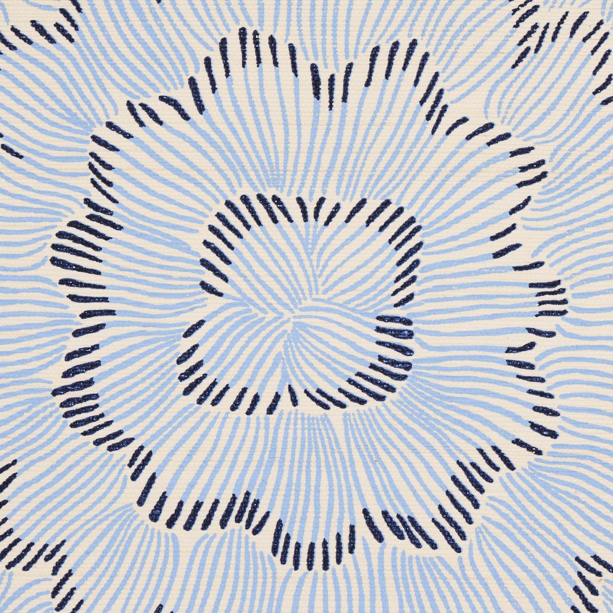 Schumacher Feather Bloom Sisal Two Blues Wallpaper
