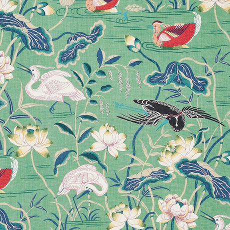 Schumacher Lotus Garden Jade Fabric
