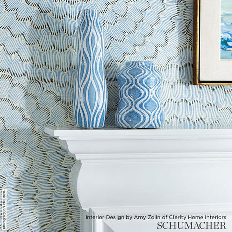 Schumacher Feather Bloom Sisal Fuchsia & Jet Wallpaper