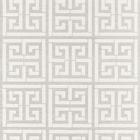 Schumacher Greek Key Sisal Silver Wallpaper