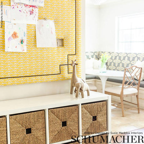 Schumacher Leaping Leopards Yellow Fabric