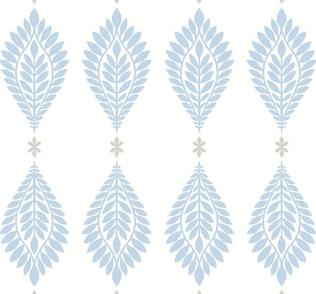 Seabrook Mirasol Palm Frond Blue Wallpaper