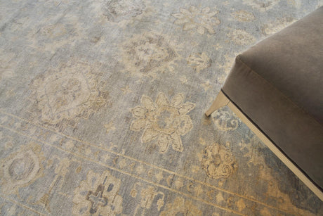 Exquisite Antique Weave Oushak Hand-knotted New Zealand Wool Light Blue Area Rug 14.0'X18.0' Rug
