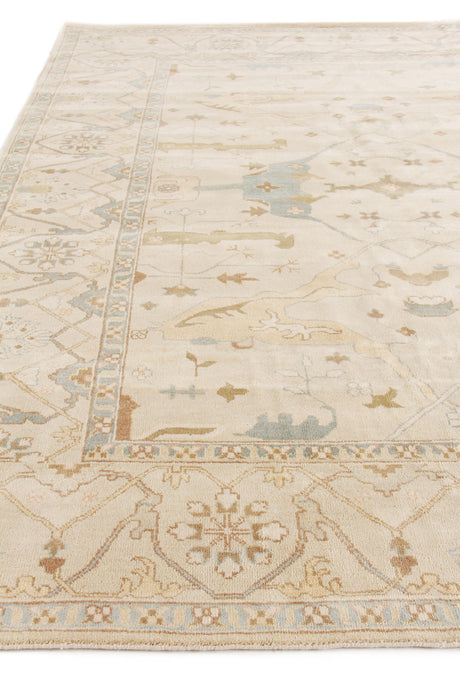 Exquisite Antique Weave Oushak Hand-knotted New Zealand Wool Beige/Blue/Brown Area Rug 12.0'X15.0' Rug