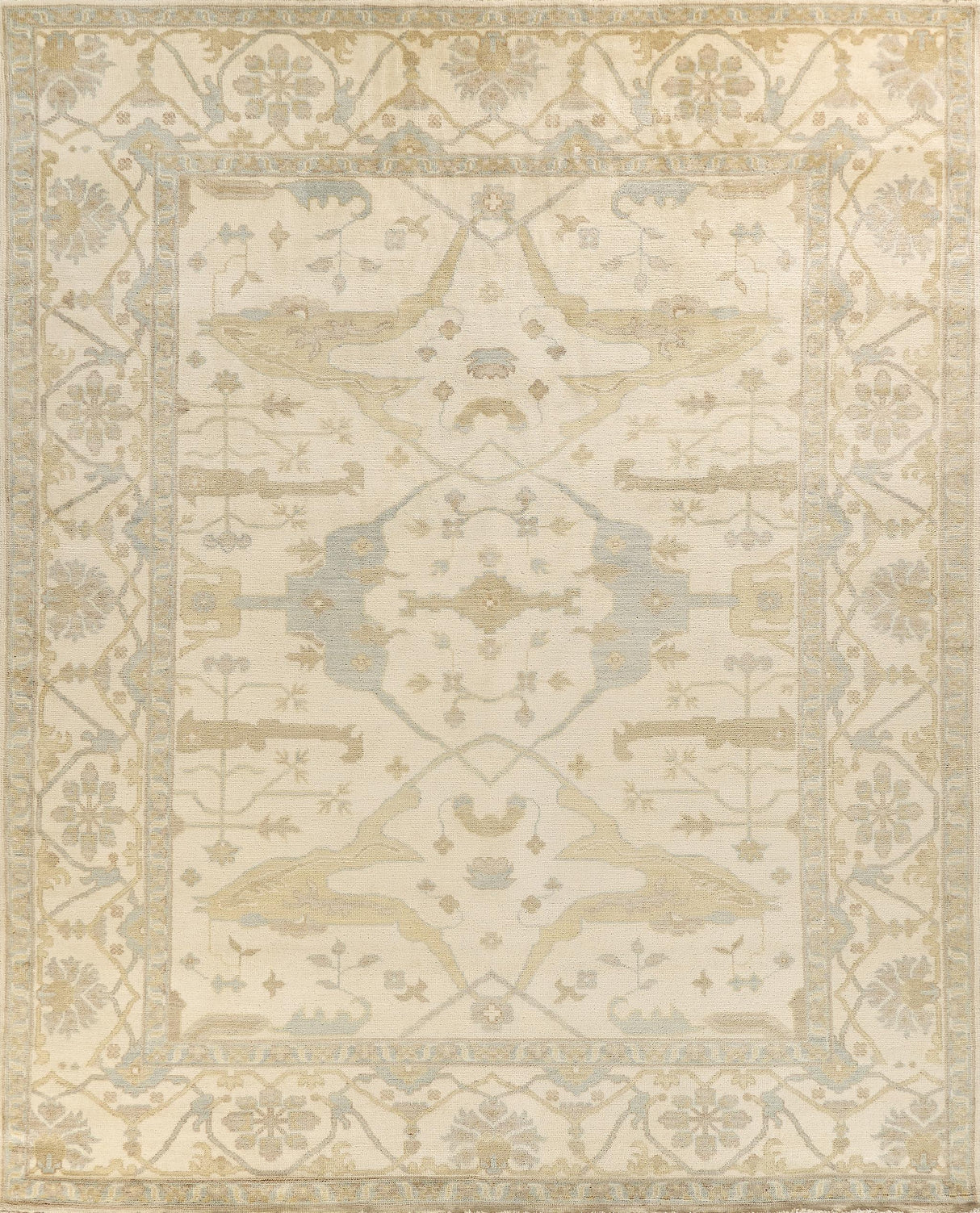 Exquisite Antique Weave Oushak Hand-knotted New Zealand Wool Beige/Blue/Brown Area Rug 4.0'X6.0' Rug