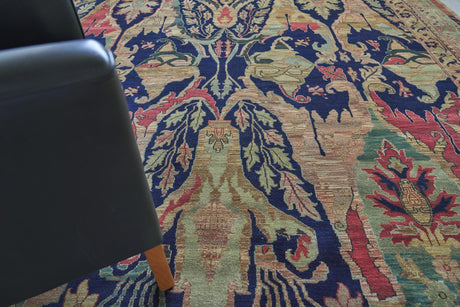 Exquisite Jurassic Hand-knotted New Zealand Wool Beige/Blue/Gold Area Rug 12.0'X15.0' Rug