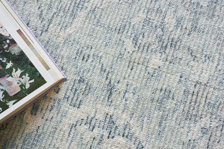 Exquisite Tuscany Hand-loomed Wool/Bamboo Silk Ivory/Blue Area Rug 9.0'X12.0' Rug