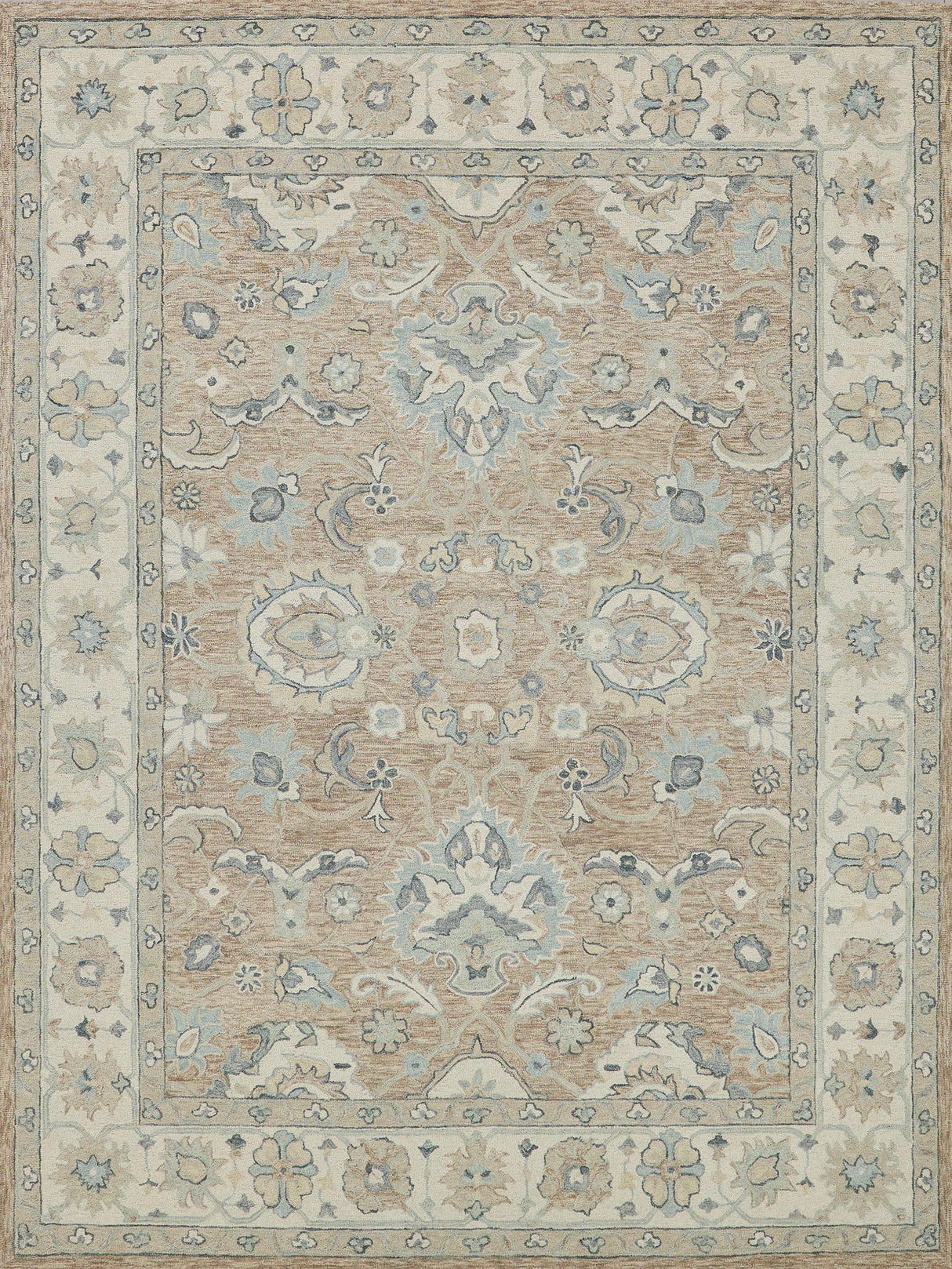 Exquisite Rugs Claremont Oushak Handmade Hand-tufted New Zealand Wool on Canvas 6795 Light Brown/Ivory 5' x 8' Area Rug