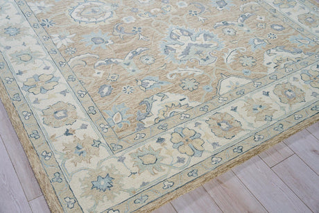 Exquisite Rugs Claremont Oushak Handmade Hand-tufted New Zealand Wool on Canvas 6795 Light Brown/Ivory 5' x 8' Area Rug