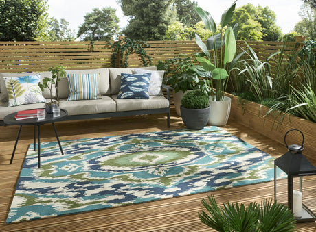Brink & Campman In-Outdoor HAR Ixora-Emerald/Palm/Chartreuse outdoor 6'7 x 9'2 Rug