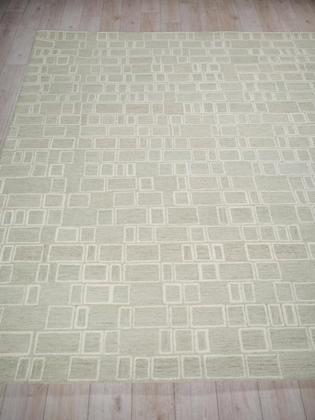 Exquisite Rugs Exquisite Rugs Soho Handmade Hand Tufted New Zealand Wool Green/Ivory 8' x 10' Area Rug
