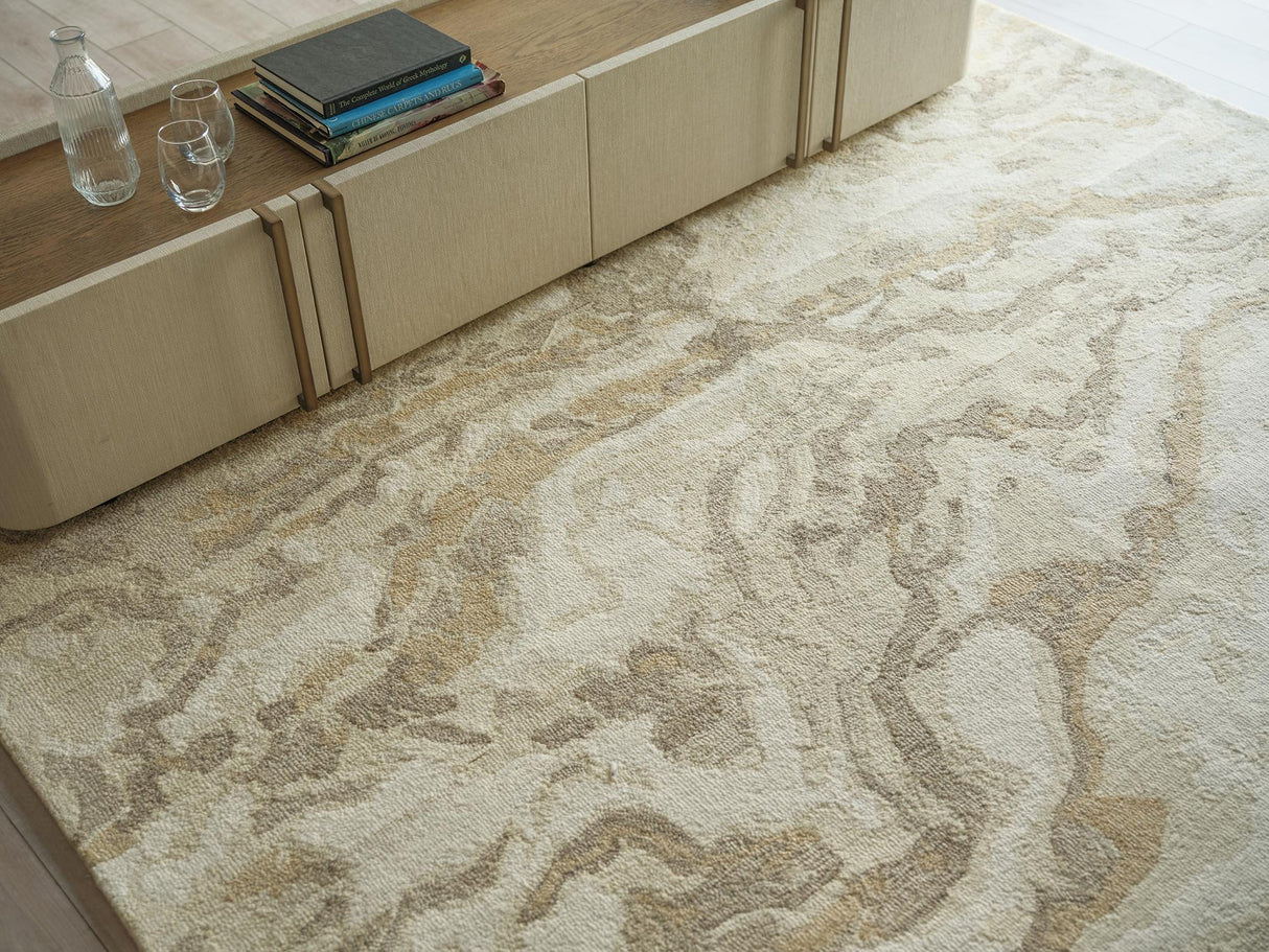 Exquisite Rugs Exquisite Rugs Cortero Handmade Hand Tufted New Zealand Wool 7163 Gold/Ivory 6' x 9' Area Rug
