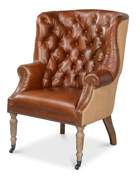 Sarreid Welsh Leather & Jute Chair