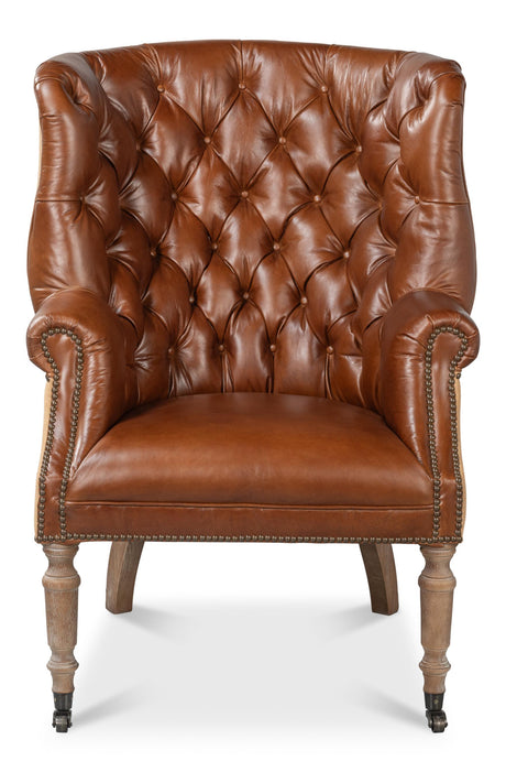 Sarreid Welsh Leather & Jute Chair