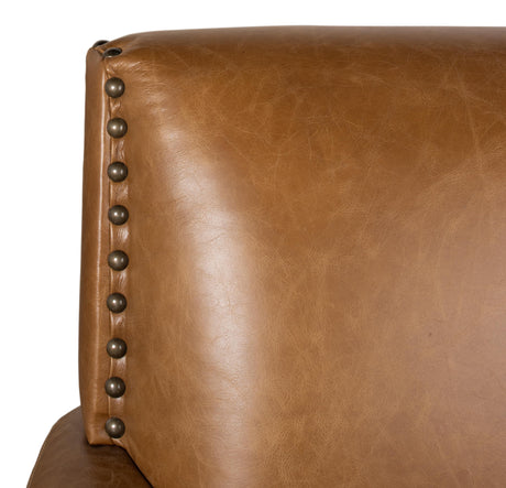 Sarreid Coolidge Leather Swivel Chair  Cuba Brn
