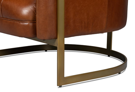 Sarreid Finn Leather Club Chair  Havana Brown