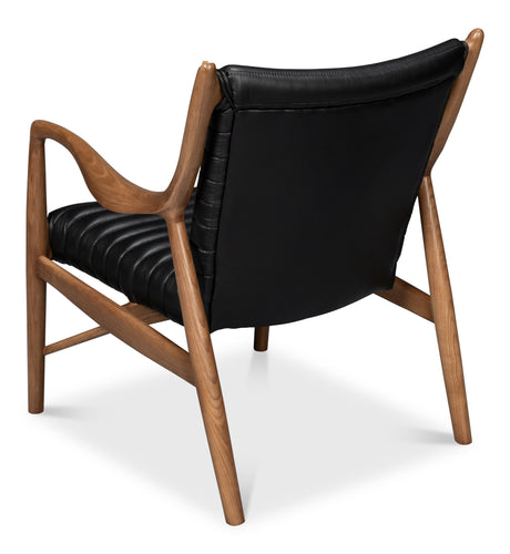 Sarreid Singletary Leather Chair  Onyx Black