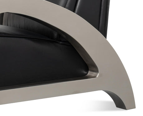 Sarreid Carlisle Armchair  Leather Onyx Black