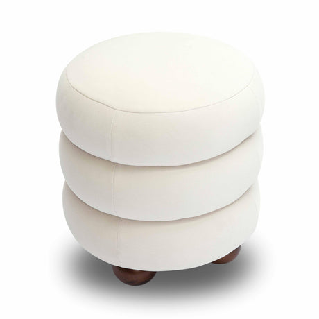 TOV Stefanie Cream Velvet Ottoman