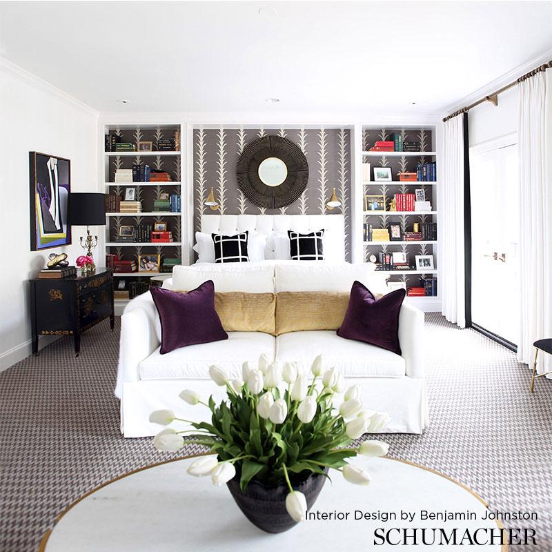 Schumacher Acanthus Stripe Sisal Turmeric Wallpaper