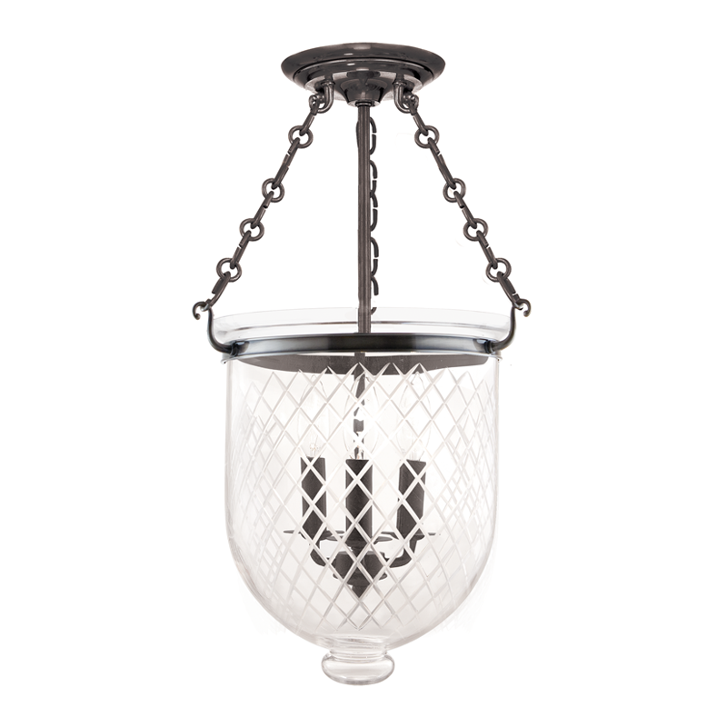 Hudson Valley Lighting Hampton HISTORIC NICKEL 12W x 20.25H Semi-Flush Mount