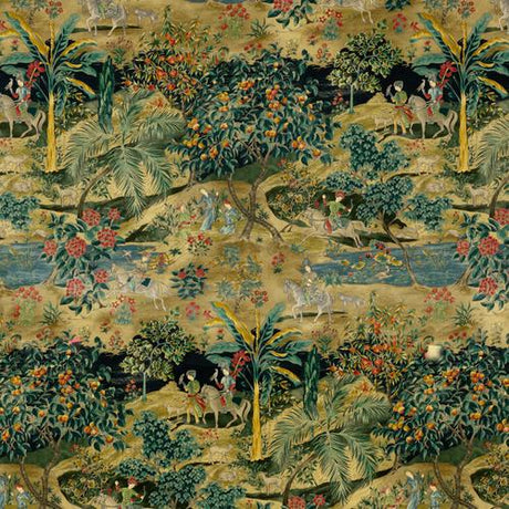 G P & J Baker RAMAYANA VELVET EMERALD/SAND Fabric